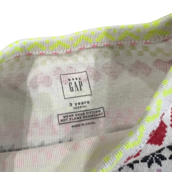 Baby Gap 3Y Fair Isle Hearts & Snowflakes Pajamas - Picture 5 of 8